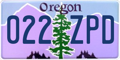 OR license plate 022ZPD