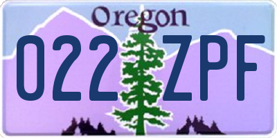 OR license plate 022ZPF