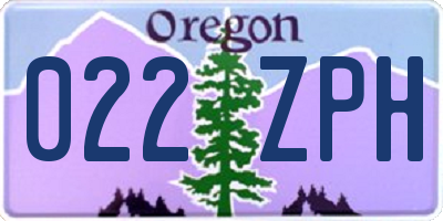 OR license plate 022ZPH