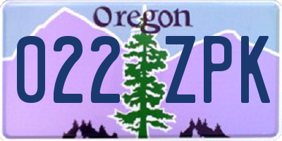 OR license plate 022ZPK