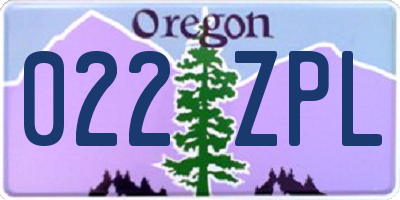 OR license plate 022ZPL