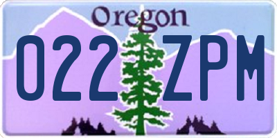 OR license plate 022ZPM