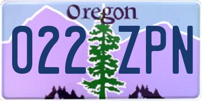 OR license plate 022ZPN