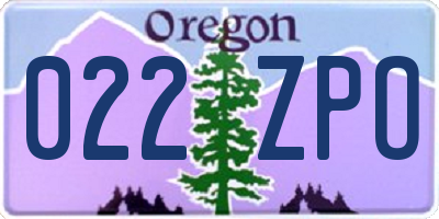 OR license plate 022ZPO