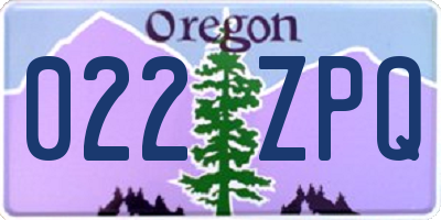 OR license plate 022ZPQ