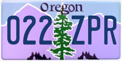 OR license plate 022ZPR