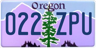 OR license plate 022ZPU
