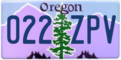 OR license plate 022ZPV
