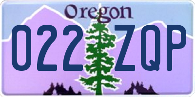OR license plate 022ZQP