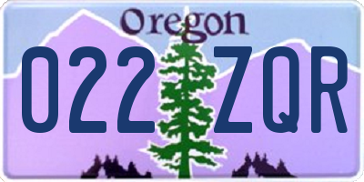 OR license plate 022ZQR