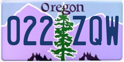 OR license plate 022ZQW