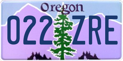 OR license plate 022ZRE