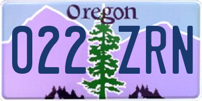 OR license plate 022ZRN