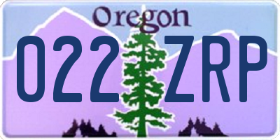 OR license plate 022ZRP