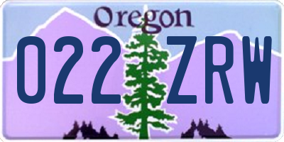 OR license plate 022ZRW