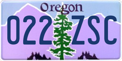 OR license plate 022ZSC