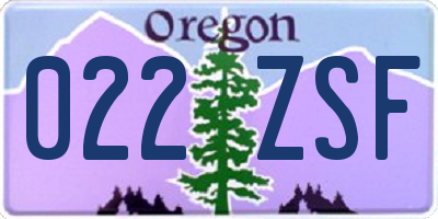 OR license plate 022ZSF