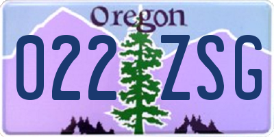 OR license plate 022ZSG
