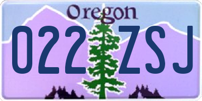 OR license plate 022ZSJ