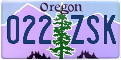OR license plate 022ZSK