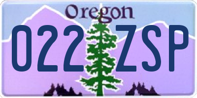 OR license plate 022ZSP