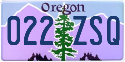 OR license plate 022ZSQ