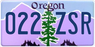 OR license plate 022ZSR
