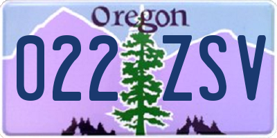 OR license plate 022ZSV