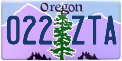 OR license plate 022ZTA