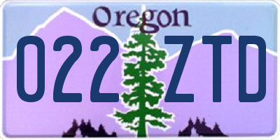 OR license plate 022ZTD