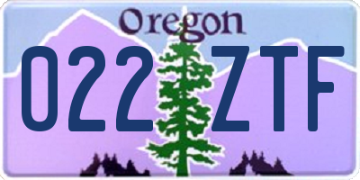 OR license plate 022ZTF