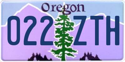 OR license plate 022ZTH