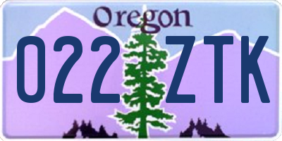 OR license plate 022ZTK