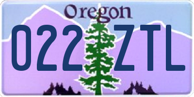 OR license plate 022ZTL