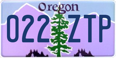 OR license plate 022ZTP