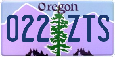 OR license plate 022ZTS