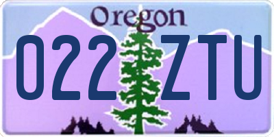 OR license plate 022ZTU