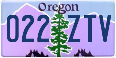 OR license plate 022ZTV
