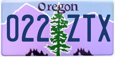 OR license plate 022ZTX