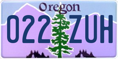 OR license plate 022ZUH