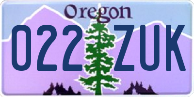 OR license plate 022ZUK