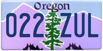 OR license plate 022ZUL