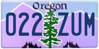 OR license plate 022ZUM