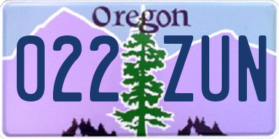 OR license plate 022ZUN