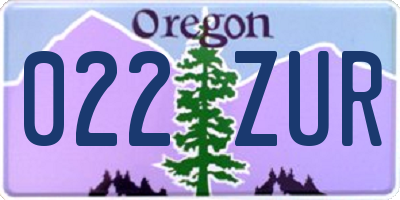 OR license plate 022ZUR