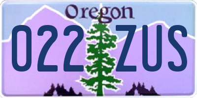 OR license plate 022ZUS