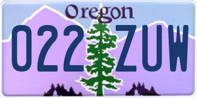 OR license plate 022ZUW