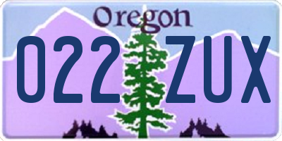 OR license plate 022ZUX