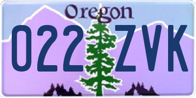 OR license plate 022ZVK