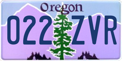 OR license plate 022ZVR